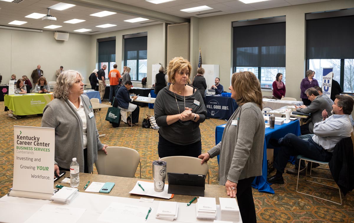 People attending the employers resource fair at the Pulaski County Public Library